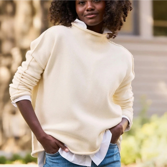 Frank & Eileen Tops - $398 Frank & Eileen Monterey Cream Rolled Funnel Neck Sweater Size M